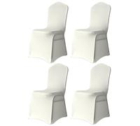 Trimming Shop Chair Cover Spandex Polyester Stretch Fabric Front Flat Dining Sliovers Washable & Removable Wedding Chair Cover for Banquets Ceremony & Hotel Dinner (Ivory, Pack of 4)