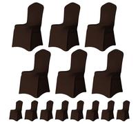 Trimming Shop Chair Cover Spandex Polyester Stretch Fabric Front Flat Dining Sliovers Washable & Removable Wedding Chair Cover for Banquets Ceremony & Hotel Dinner (Chocolate, Pack of 20)