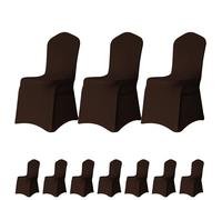 Trimming Shop Chair Cover Spandex Polyester Stretch Fabric Front Flat Dining Sliovers Washable & Removable Wedding Chair Cover for Banquets Ceremony & Hotel Dinner (Chocolate, Pack of 10)