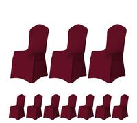 Trimming Shop Chair Cover Spandex Polyester Stretch Fabric Front Flat Dining Slipcovers Washable & Removable Wedding Chair Covers for Banquets Ceremony & Hotel Dinner (Burgundy, Pack of 10)