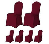 Trimming Shop Chair Cover Spandex Polyester Stretch Fabric Front Flat Dining Slipcovers Washable & Removable Wedding Chair Covers for Banquets Ceremony & Hotel Dinner (Burgundy, Pack of 8)