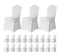 Trimming Shop Chair Cover Spandex Polyester Stretch Fabric Front Flat Dining Slipcovers Washable & Removable Wedding Chair Covers for Banquets Ceremony & Hotel Dinner (White, Pack of 50)