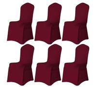 Trimming Shop Chair Cover Spandex Polyester Stretch Fabric Front Flat Dining Slipcovers Washable & Removable Wedding Chair Covers for Banquets Ceremony & Hotel Dinner (Burgundy, Pack of 6)