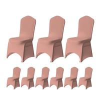 Trimming Shop Chair Cover Wedding Spandex Arched Front Chair Covers Stretch Fabric Removable Washable Protective Universal Slipcovers for Wedding Banquet Christmas Party Decoration, Rose Gold, 10PCS