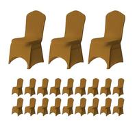 Trimming Shop Chair Cover Wedding Spandex Arched Front Chair Covers Stretch Fabric Removable Washable Protective Universal Slipcovers for Wedding Banquet Christmas Party Hotel Decoration, Gold, 50PCS