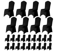Trimming Shop Chair Cover Wedding Spandex Arched Front Chair Covers Stretch Fabric Removable Washable Protective Universal Slipcovers for Wedding Banquet Christmas Party Decoration, Black, 100PCS