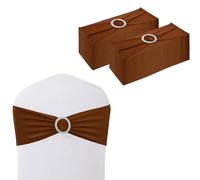 Trimming Shop Chocolate Brown Spandex Chair Band with Slider Buckle, Stretchy Fabric Chair Band Sash, Elastic Wedding Chair Cover Band, Chair Decoration Party, Reception, Banquet, 25pcs