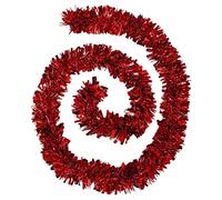 Trimming Shop Christmas Chunky Tinsel Garland Luxurious Metallic Xmas Tree & Home Decorations Festival New Year Party Indoor Outdoor Table Ceiling Decoration, Red, 6ft