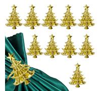 Trimming Shop Christmas Napkin Rings - Golden Christmas Tree Napkin Holder Serviette Buckle for Table Decor - Ideal for Xmas, Thanksgiving, Weddings, and Parties, 12pcs
