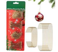 Trimming Shop Christmas Ornament Hooks Gold 300pcs Assorted Sizes | Reusable Metal Wire Hangers For Xmas Baubles, Garlands, Christmas Tree & Festive Home Decor