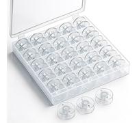 Trimming Shop Clear Plastic Bobbins Spool Set with Storage Box for Sewing Machine, Thread Storage, Bobbin Holder, Embroidery Thread Organiser, 20mm for Clothing & Crafts (25 pcs)