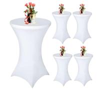 Trimming Shop Cocktail Spandex Tablecloth Dry Bar Stretch Cover for Wedding Decor, Banquet, Birthday Parties, Home, Event Decoration (80cm x 110cm, White, 5pcs)