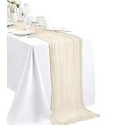 Trimming Shop Cream Cheesecloth Table Runner 90x300cm Polyester Gauze Crinkle Fabric, Rustic Sheer Dining Table Décor for Weddings, Valentine’s Day, Romantic Dinners, Festive Gatherings - Pack of 1