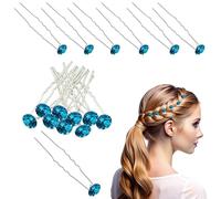 Trimming Shop Crystal Bridal Hair Pins for Weddings: Elegant Stainless Steel Turquoise Rhinestone Hair Clips & Accessories for Women, Girls, Bridesmaids, and Prom, Pack of 10