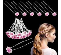 Trimming Shop Crystal Pink Rose Flower Hair Pins: Bridal Wedding Clips with Rhinestone Flowers - Elegant Hair Jewelry Accessories for Women, Wedding Bridal Hairstyle, Prom Party, Pack of 40