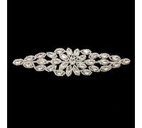 Trimming Shop Diamante Motif Sew On Rhinestone Applique Crystal Patch for Embellishment Wedding Bridal Dresses, Gowns, Crafts, Clothing Decoration, 240mmx 65mm