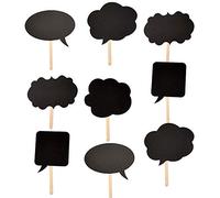 Trimming Shop DIY Chalkboard Photo Booth Props with Sticks - Blank, Reusable Signs for Weddings, Birthdays, Baby Showers, Holidays - Customisable Speech & Thought Bubbles Set, 10pcs