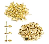 Trimming Shop Double Cap Rivets, Extra Long Tubular Metal Studs for Clothing Repair & Replacements, Sewing, Leather Crafting, DIY Projects, Arts & Craft, 10mmx18mm, 50 Sets (10x18mm, Gold)