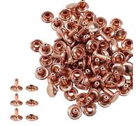 Trimming Shop Double Cap Rivets Leather Rivets Tubular Metal Studs for DIY Leathercrafts, Clothing Repair & Replacement, Handbag, Belts, 4mm x 4mm, Rose Gold, 100 Sets