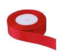 Trimming Shop Double Sided Ribbon - 25mm x 25 Metres - Red Ribbon Roll - Satin Polyester Fabric, Solid Colour Ribbon for Gift Wrapping DIY Craft Projects, Making Bows