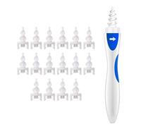 Trimming Shop Ear Wax Remover Kit - 16pcs Washable Tips, Soft Silicone Spiral Ear Cleaner Tool for Effective Earwax Removal - Safe for Kids & Adults - Reusable Ear Cleaning Tool (Blue)