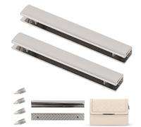 Trimming Shop End Clips, Edge Closure Clips, Bag Edge Plate for Leather Bag Straps, Bag Flap Edge Protector Trim for Handbags, Purses, Clutches & Leathercraft Hardware - Silver, Pack of 2
