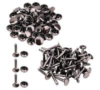 Trimming Shop Extra Long Double Cap Studs, Brass Tubular Rivets for Making Handbag, Dog Collar, DIY Leathercrafts, Shoes, Repair Clothing (9mm x 18mm, Gunmetal, 50pcs)