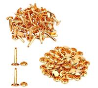 Trimming Shop Extra Long Double Cap Studs, Brass Tubular Rivets for Making Handbag, Dog Collar, DIY Leathercrafts, Shoes, Repair Clothing (9mm x 18mm, Gold, 50pcs)