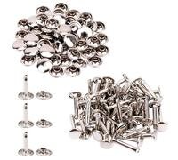 Trimming Shop Extra Long Double Cap Studs, Brass Tubular Rivets for Making Handbag, Dog Collar, DIY Leathercrafts, Shoes, Repair Clothing (9mm x 20mm, Silver, 50pcs)