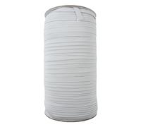 Trimming Shop Flat Elastic Band 7mm Braided Elastic Band Stretch Strap Smooth Elastic Cord for Dressmaking Headband, Sewing Clothing, Knitting, DIY Projects, White, 100 Metres