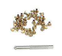 Trimming Shop Flat Head Single Cap Semi Tubular Iron Rivets with Flower Hand Punching Tool for Replacement & Repairing, DIY Projects, 8mm x 7.5mm, 200pcs