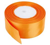Trimming Shop Fluorescent Orange Ribbon Roll - 50mm x 25 Metres - Double Sided Satin Brightly Coloured - 100% Polyester - for Gift Wrapping, Decorating, Arts and Craft - Machine Washable