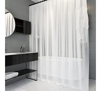 Trimming Shop Frosty White PEVA Shower Curtain With 12 Hooks, 180x200cm | Transparent Semi-Sheer Waterproof Bathroom Curtain Liner, Mildew Resistant for Tubs and Walk-In Showers