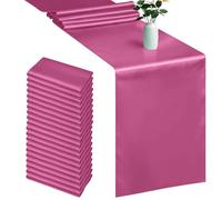 Trimming Shop Fuchsia Pink Table Runner for Dining Table 11 x 108 Inch Satin Silk Table Runner Wrinkle Free Drapes Elegantly Satin Table Runner for Wedding, Dining & Party Decorations (Pack of 20)