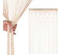 Trimming Shop Glitter Beaded String Curtains Polyester Fly Screen Room Divider Fringe Panel Spaghetti Tassel Curtain Decorative for Doorway, Windows & Event Decoration, 200cm x 100cm, Champagne