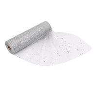 Trimming Shop Glitter Organza Roll 29cm x 25m Sparkle Mesh Fabric, Silver