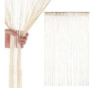 Trimming Shop Glitter String Curtains Polyester Fly Screen Room Divider Fringe Panel Spaghetti Tassel Curtain Decorative Divider for Doorway, Windows & Event Decoration, 200cm x 100cm, Ivory