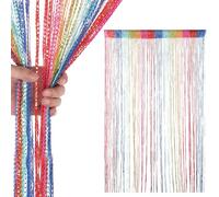 Trimming Shop Glitter String Curtains Polyester Fly Screen Room Divider Fringe Panel Spaghetti Tassel Curtain Decorative Divider for Doorway, Windows & Event Decoration, 200cm x 100cm, Multi