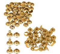 Trimming Shop Gold, 100 Sets of 8mm Double Cap Rivets, Tubular Metal Studs for DIY Projects, Leather Crafting, Sewing & Clothing Repair - 8mm x 7mm Rivets for Crafts & Repairs