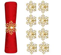 Trimming Shop Gold Snowflake Napkin Holders with Rhinestones, 12Pcs