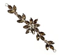 Trimming Shop Gorgeous Champagne Colour Crystals Rhinestone Diamante Motif Sewing Applique Patch for Wedding Bridal Dress, Casual or Formal Wear Fashion Accessories - 14 x 4cm