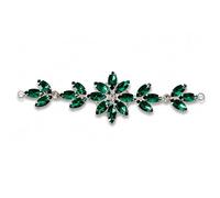 Trimming Shop Green Crystal Rhinestone Sew-On Motif 140 x 40mm
