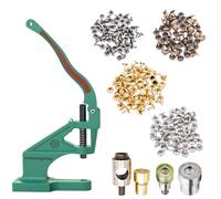 Trimming Shop Green Machine Hand Press Kit with 400 Sets of 6mm Tubular Rivets, Rivet Fixing Dies & Hole Cutter Dies for Leather Crafting, Handbags, Belts & DIY Projects