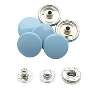 Trimming Shop Grey Blue 15mm S Spring Press Studs 4 Part, Durable and Lightweight, Metal Snap Fasteners for Jackets, Jeans, Leather Craft, Straps and Sewing Projects, Clothes Repair 10pcs