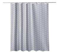 Trimming Shop Grey Chevron Shower Curtain - Polyester Fabric Bathroom Curtain, Waterproof & Mould Resistant, With 12 Hooks, Washable 180x200cm Long Shower Liner