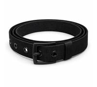 Trimming Shop Grommet Belt with Flat Square Buckle, Adjustable Polyester Web Belt 125cm, Unisex Casual Belt for Jeans & Trousers, Multiple Colours Available (Black)