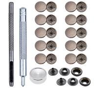 Trimming Shop Gunmetal 15mm Press Studs with Fixing Hand Tool, 10pcs
