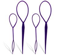 Trimming Shop Hair Braid Tool Set - Durable Plastic Topsy Tail Tool, Purple Flexible Ponytail Maker Large & Small Hair Styling Tools for Women & Girls, Creative Hairstyle Loop Accessory (Pack of 2)