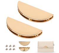 Trimming Shop Half Moon Magnetic Edge Clasp Plates- Semi-Circle Bag Closure Metal Plates, Purse Edge Lock Fastener, DIY Craft Accessories & Bag Hardware for Clutches - Gold, Pack of 2