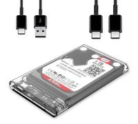 Trimming Shop Hard Drive Enclosure USB 3.1 Type C for 2.5 Inch HDD SSD - Clear, Slim External Disk Caddy Case, SATA to USB, Supports Laptop, Mac, Windows, PS4, Xbox, Portable Data Storage Solution